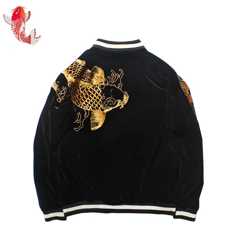 Women's Cherry Dragon Embroidered Both Sides Wear Bomber Jacket