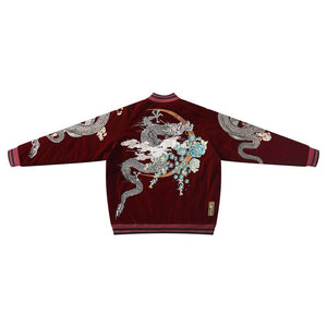 Japanese Style Men Dragon Phoenix Embroidery Hip Hop Bomber Jacket Streetwear Baseball Coat