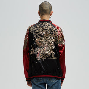 Open image in slideshow, Skull skeleton embroidered jacket men&#39;s Japanese tide brand Yokosuka retro vintage double-sided wear tattoo jacket spring
